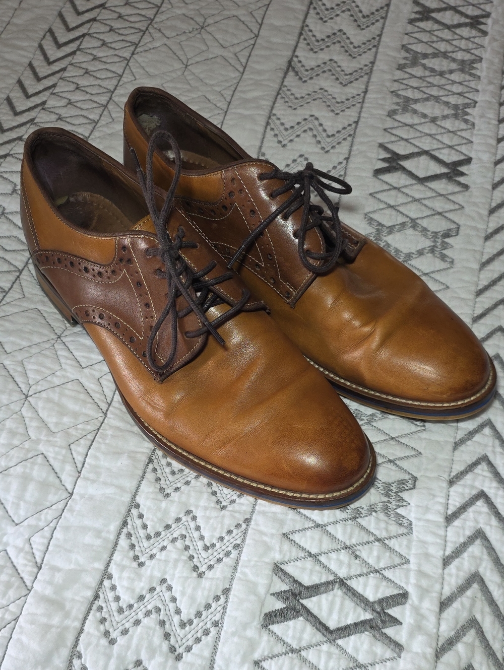 Johnston & Murphy Two-Tone Brown Leather Oxfords